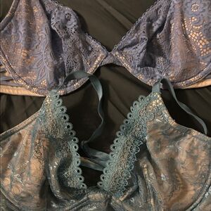 Victoria's Secret Lace Bralette Set - blue and teal